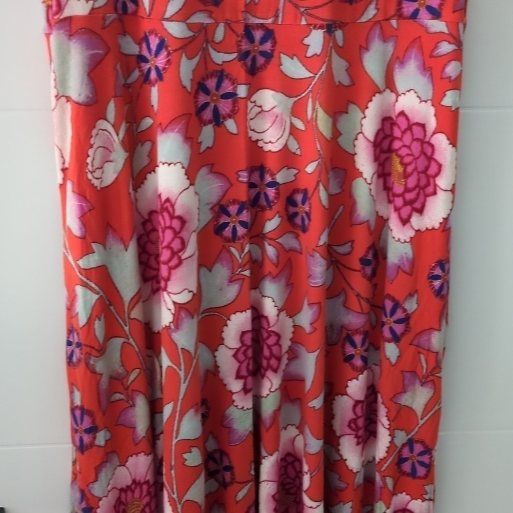 Anthropologie Maeve Cleary floral soft stretchy jersey Asymmetrical dress - Picture 9 of 10